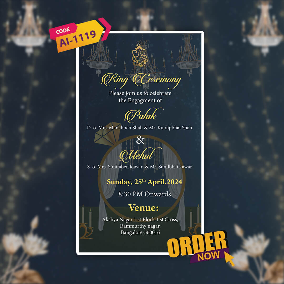 Engagement & Ring Ceremony Video Invitation | Navy Blue | AI-1119