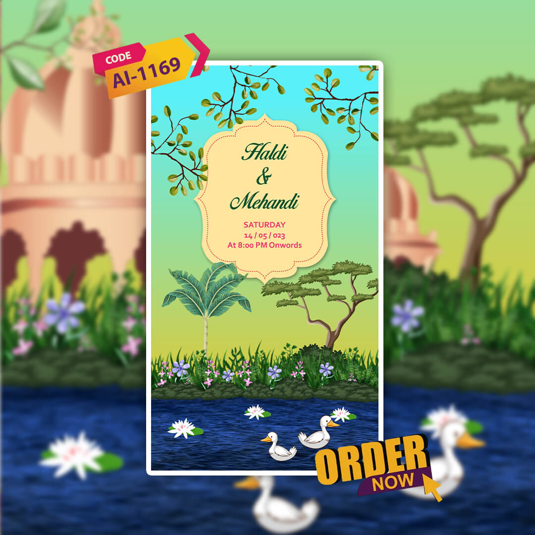 Digital Wedding Video Invitation | Nature-Inspired Design| AI-1169