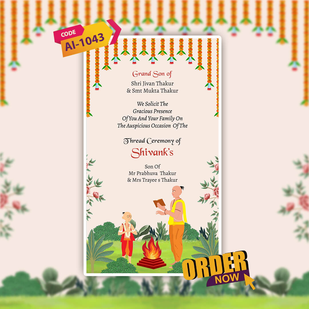 Thread Ceremony Invitation Video | Upanayanam Digital Invite | AI-1043