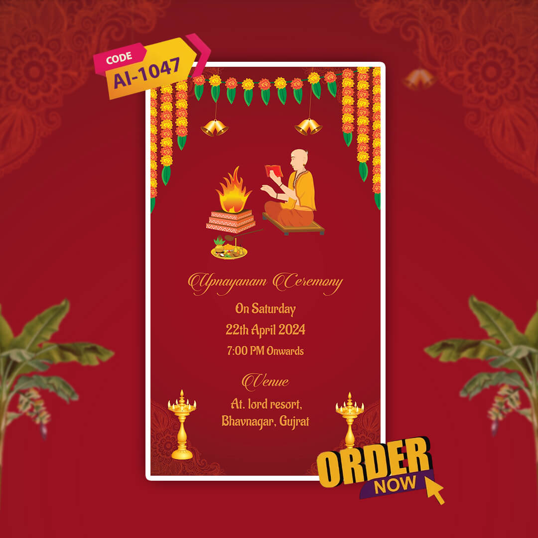 Thread Ceremony Invitation Video | Red Themed | AI-1047