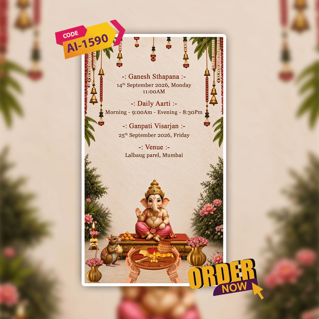Ganesh Chaturthi Invitation Video | Ganesh Puja Video Invitation | AI-1590