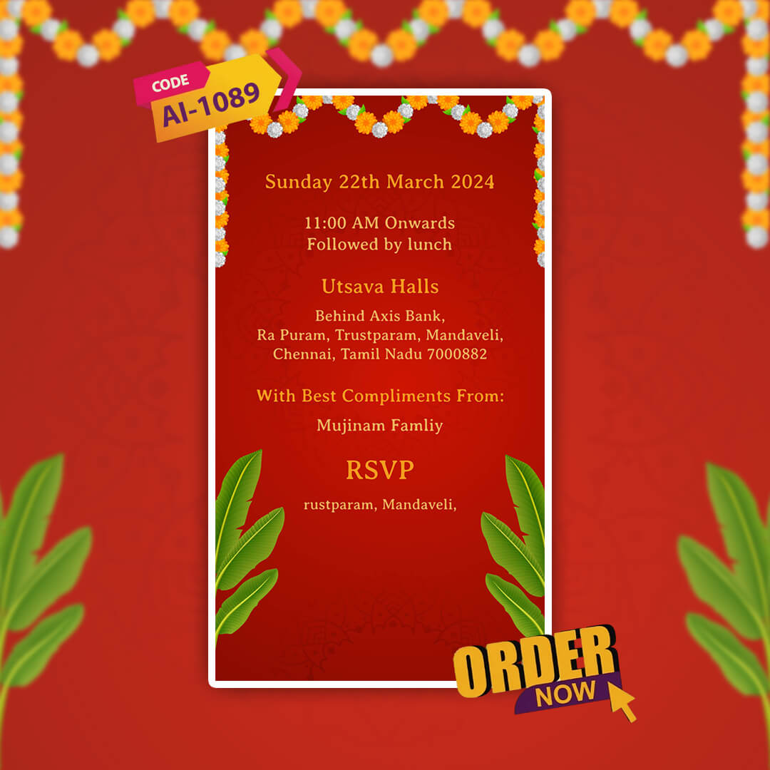 Dhoti Ceremony Video Invitation | Traditional | AI-1089