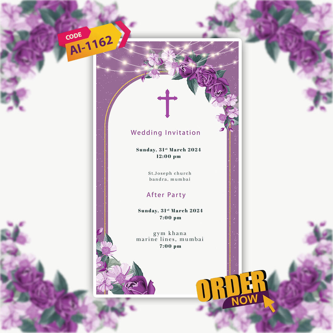 Christian Wedding Invitation Video | Purple Theme |AI-1162