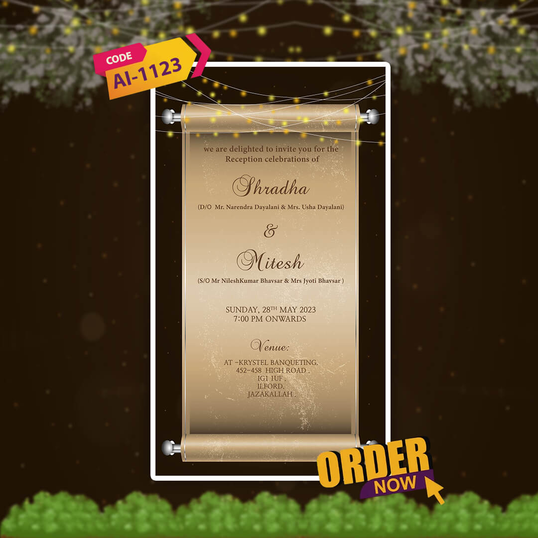 Reception Party Invitation Video | Motion Video |AI-1123