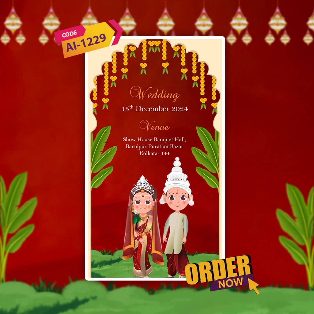 Bengali Wedding Invitation Video | Red Theme Wedding E-Card | AI-1229