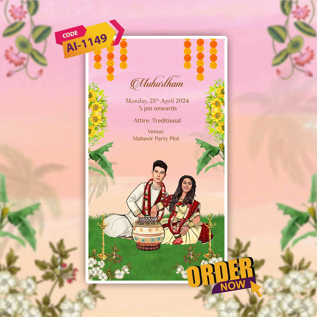 South Indian Wedding Invitation Video | Animated Text | AI-1149