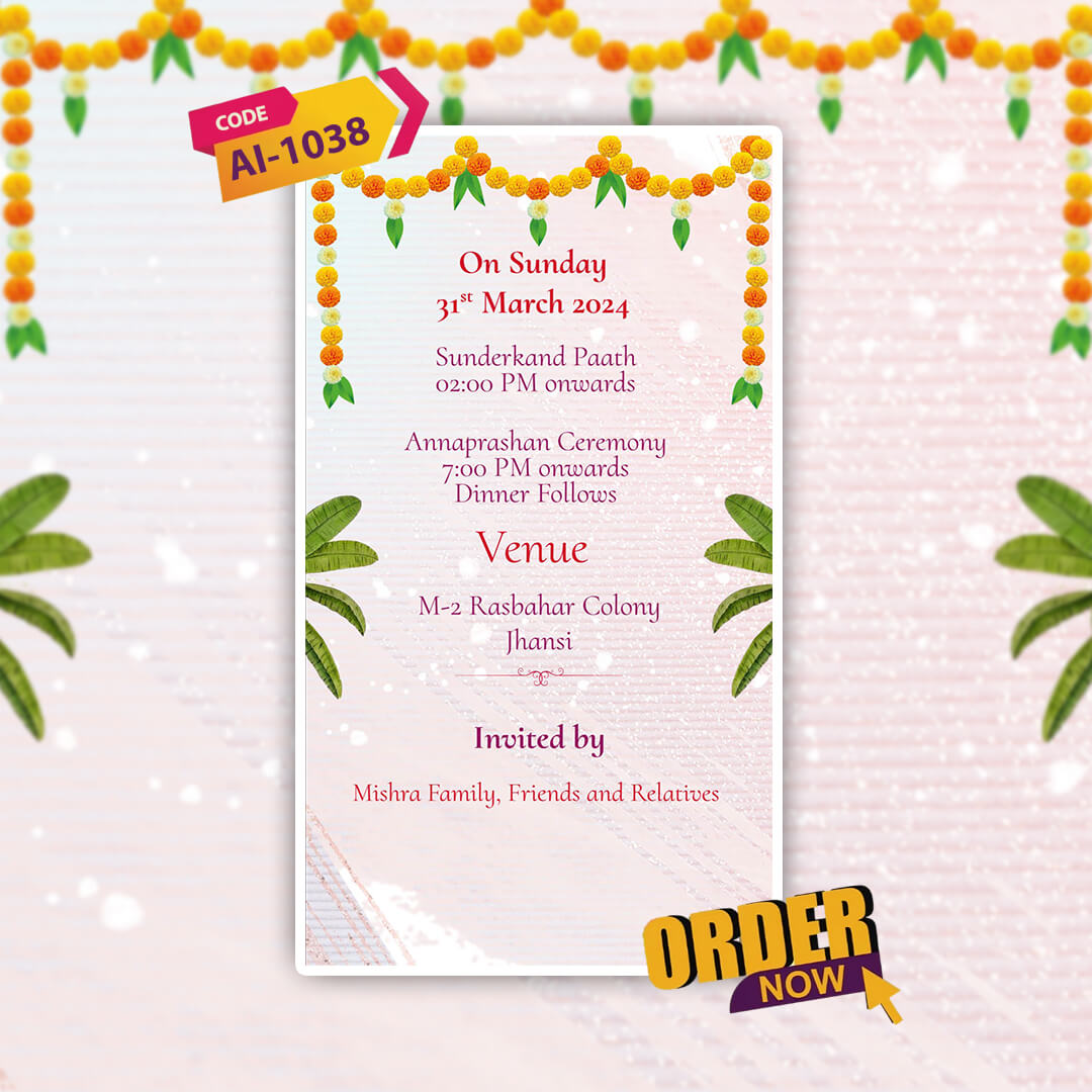 Annaprashan Ceremony Invitation Video | Yellow Flower Theme | AI-1038
