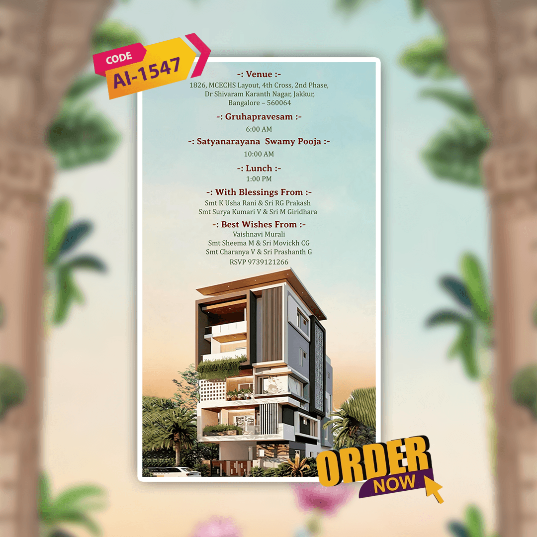 House Warming Ceremony Invitation Video | Digital Video Invitation | AI-1547