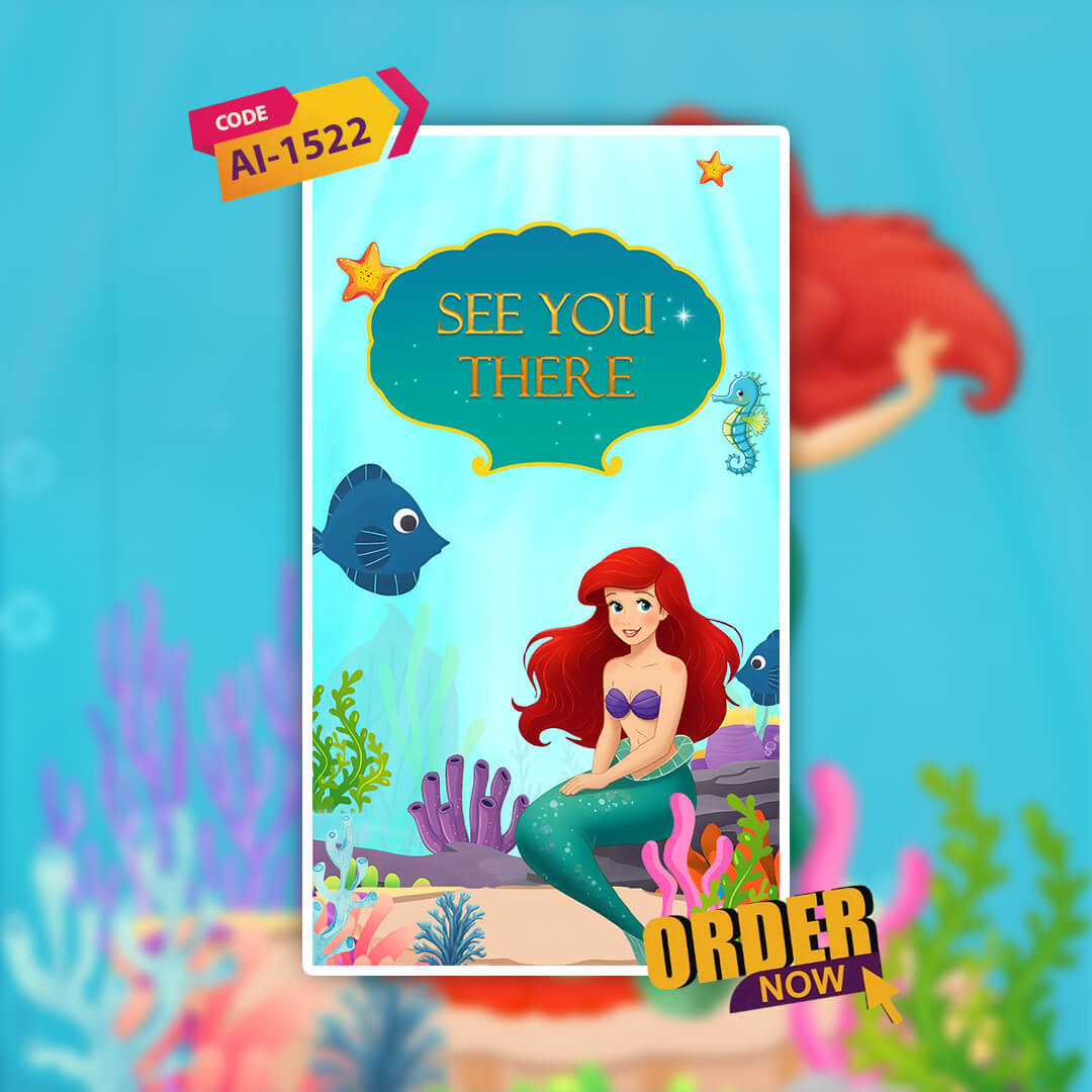 Mermaid Theme Birthday Invitation Video | Tailing tales | AI-1522