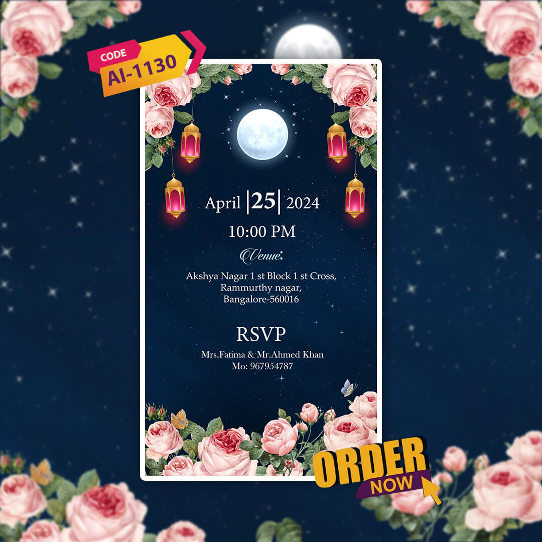 Islamic Wedding Invitation Video | Blue Theme | AI-1130