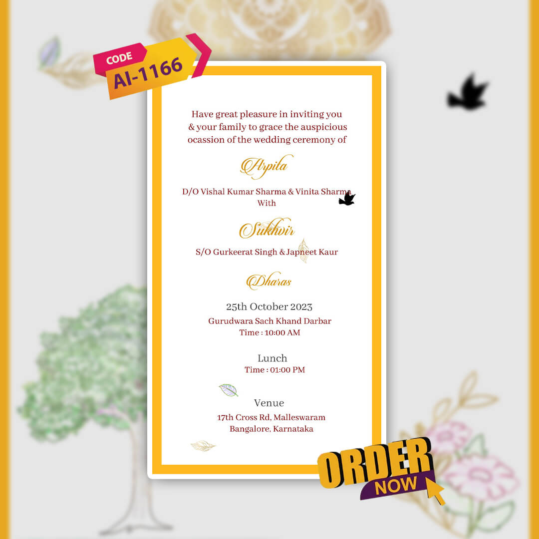 Sikh Wedding Invitation Video | Exquisitely Crafted | AI-1166