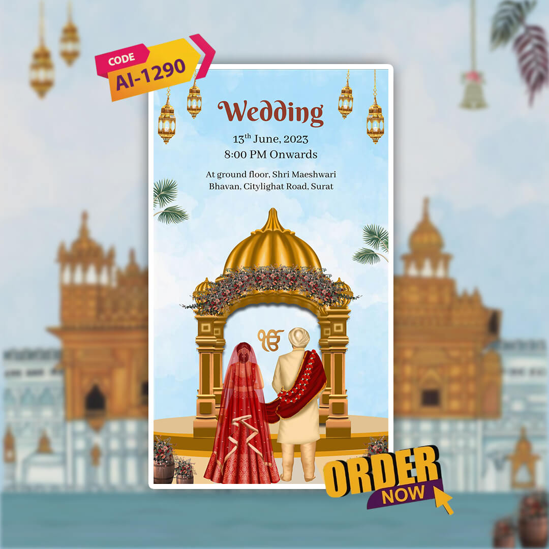 Sikh Wedding Invitation Video | Animated E‑Invite | AI-1290