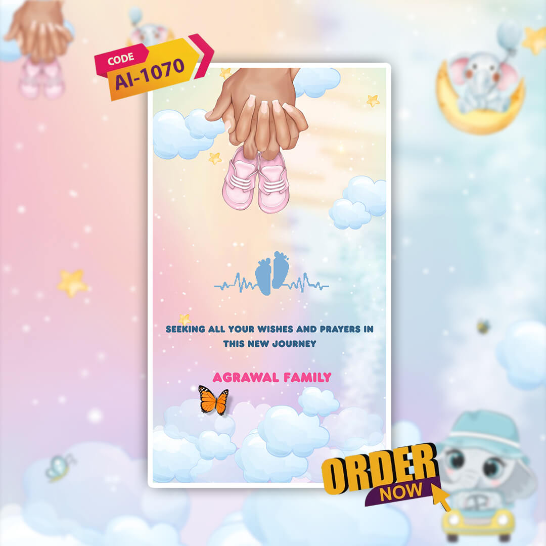 Baby Birth Announcement Invitation Video | Divine Baby theme | AI-1070