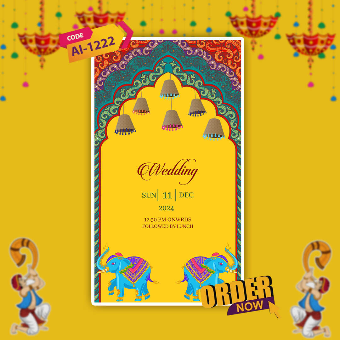 Rajasthani Wedding Invitation Video | floral design | AI-1222