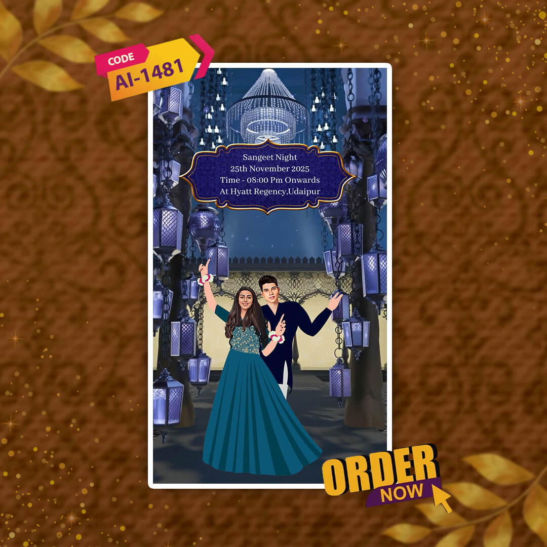 Digital Wedding Invitation Video | Dark Blue Fireworks | AI-1481
