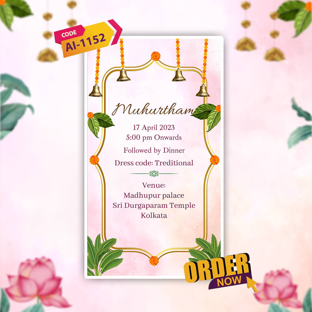 South Indian Wedding Invitation Video | Ganesha Pink Theme | AI-1152