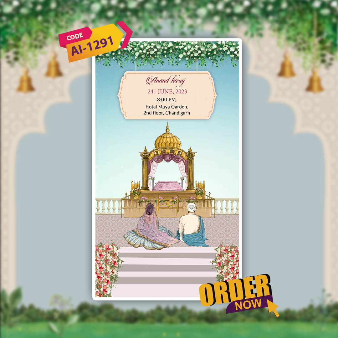 Sikh Wedding Invitation Video | Golden Blossom Theme | AI-1291