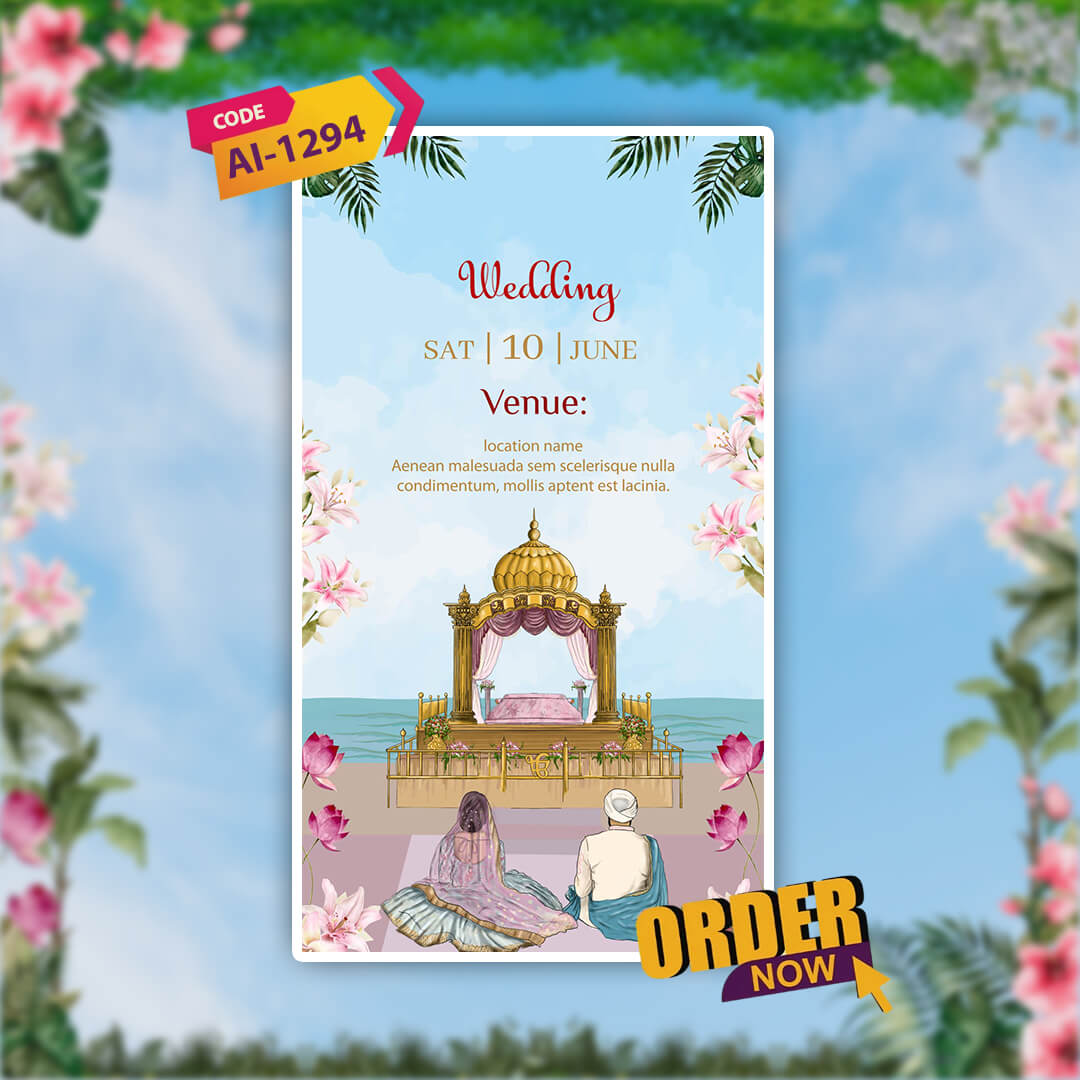 Sikh Wedding Invitation Video | Pink Floral Delight Theme | AI-1294