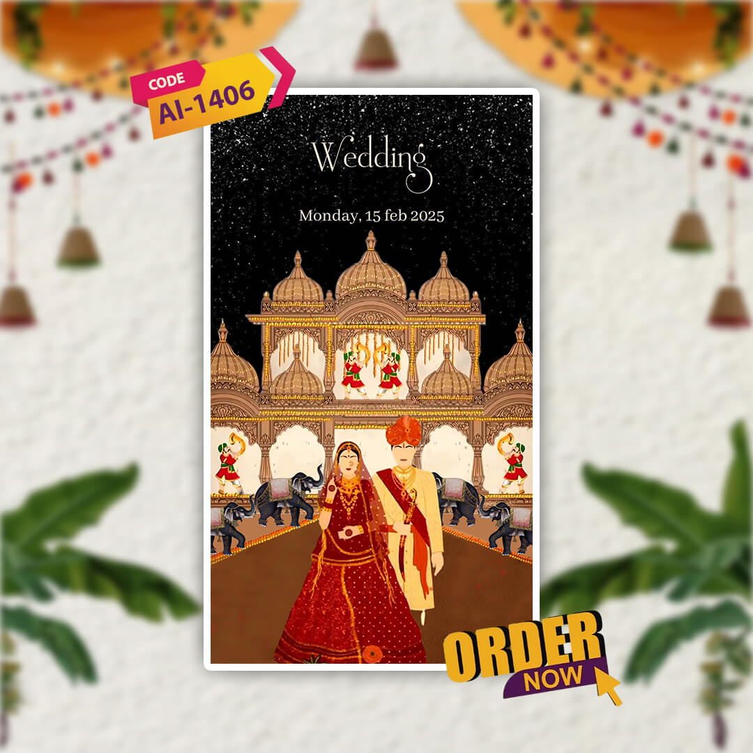Rajasthani Wedding Invitation Video | Royal Digital Wedding| AI-1406