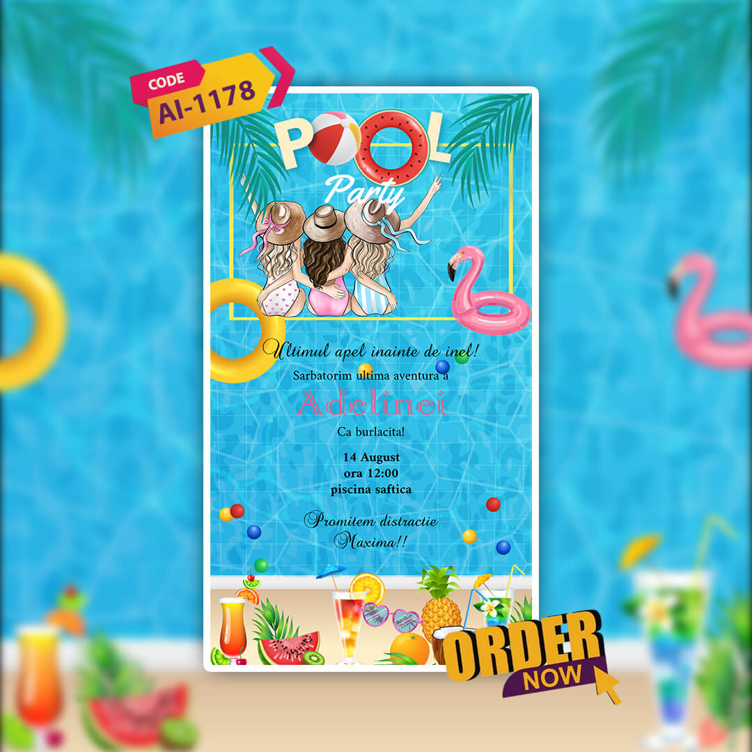 Pool Party Invitation Video | Aquatic Fun | AI-1178