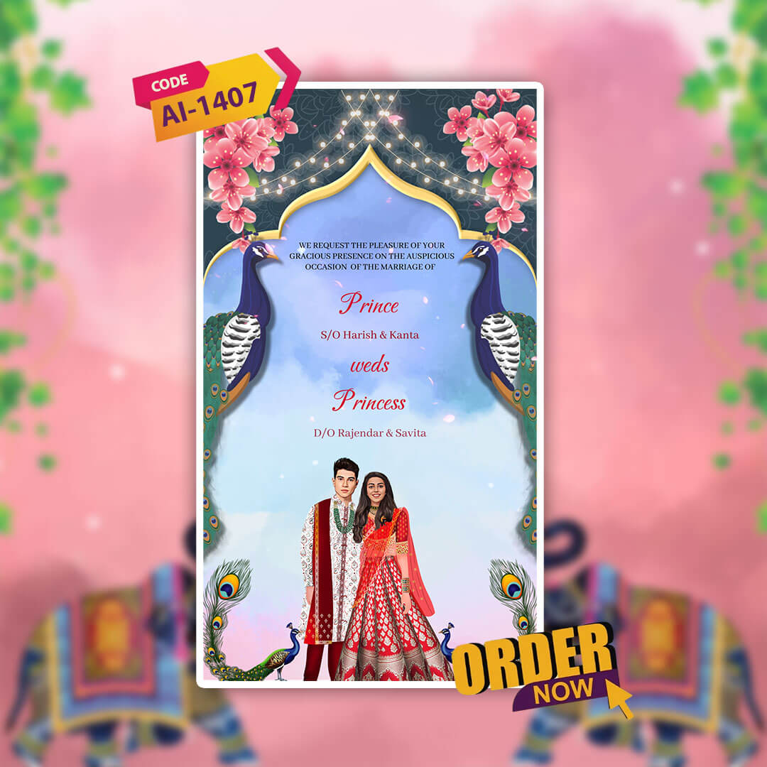 Caricature Wedding Invitation Video | Virtual wedding invite |AI-1407