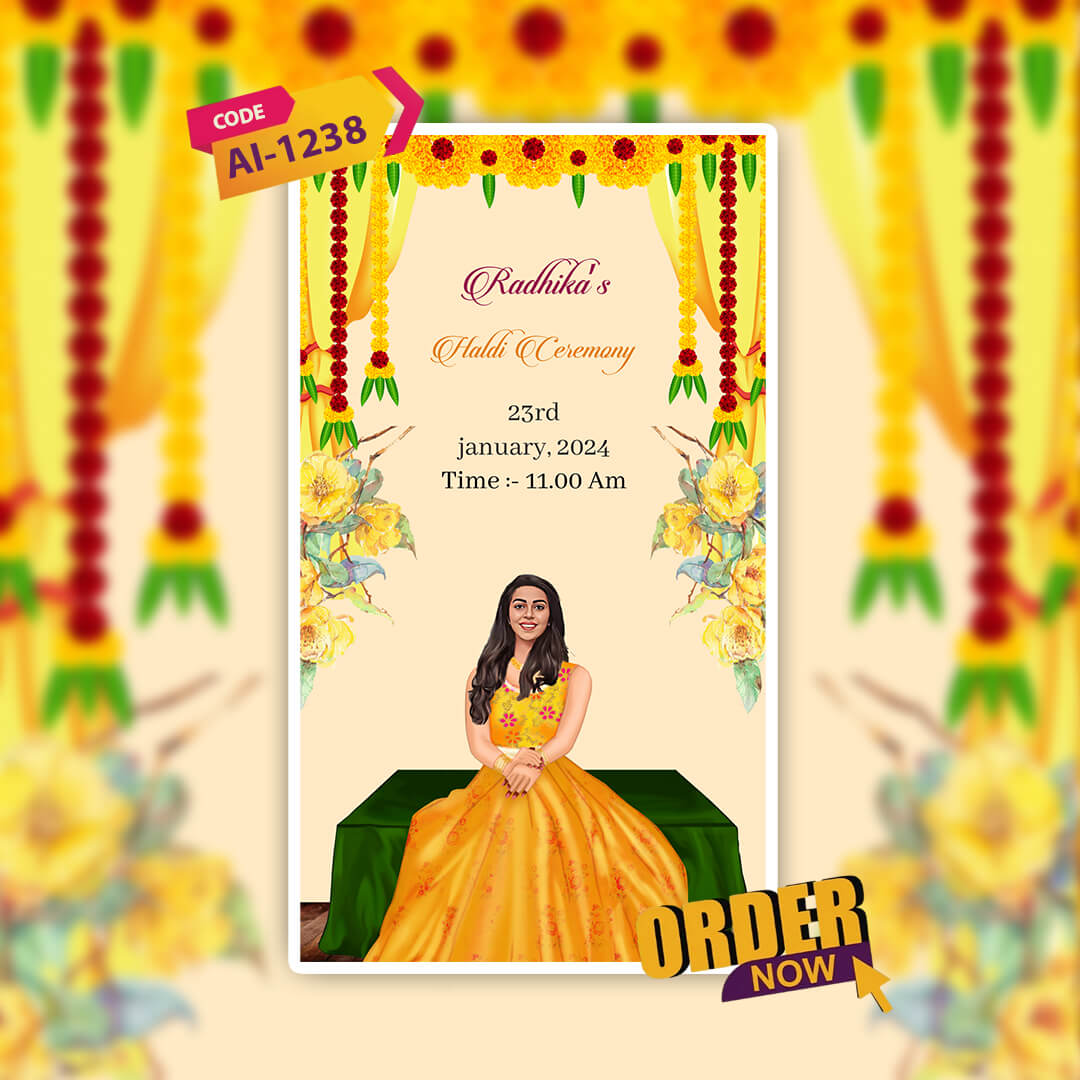 Haldi & Mehendi Ceremony Invitation Video | Traditional | AI-1238
