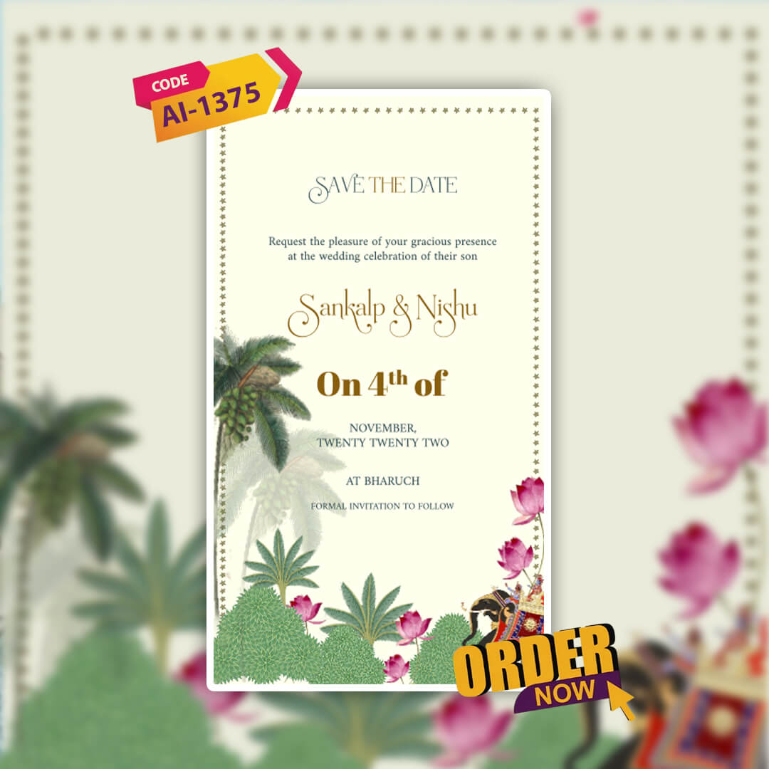 Save The Date Invitation Video & Days to Go Invites | Floral | AI-1375