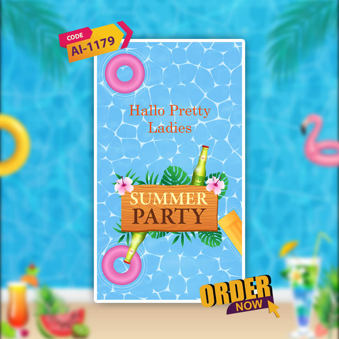 Pool Party Invitation Video | Blue Style | AI-1179