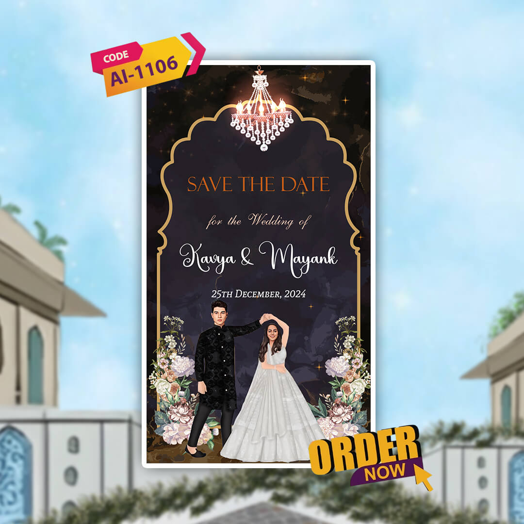 Save The Date Invitation Video & Days to Go Invites | Black | AI-1106