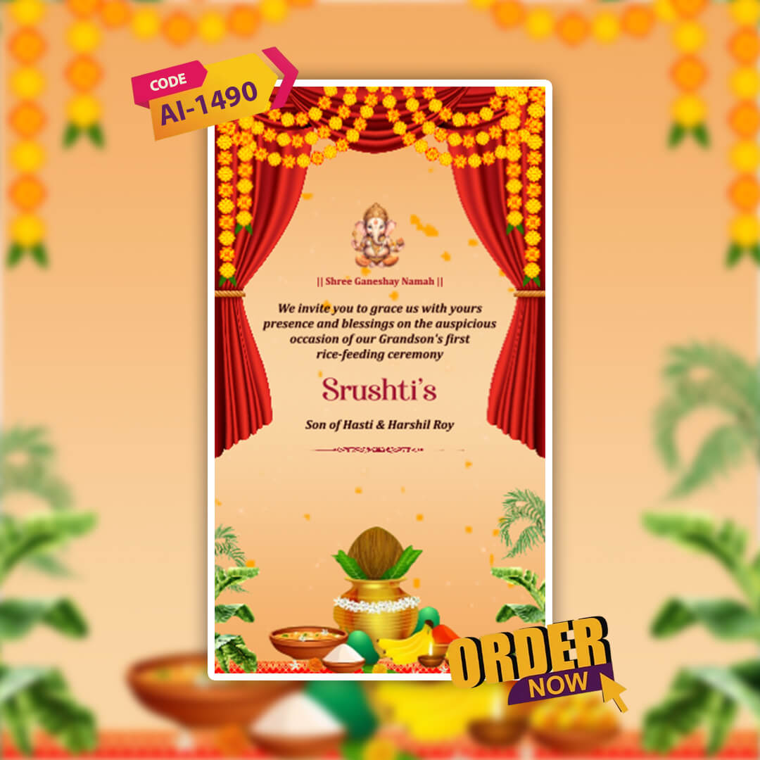 Annaprashan Invitation Video | Rice Ceremony Invitation | AI-1490
