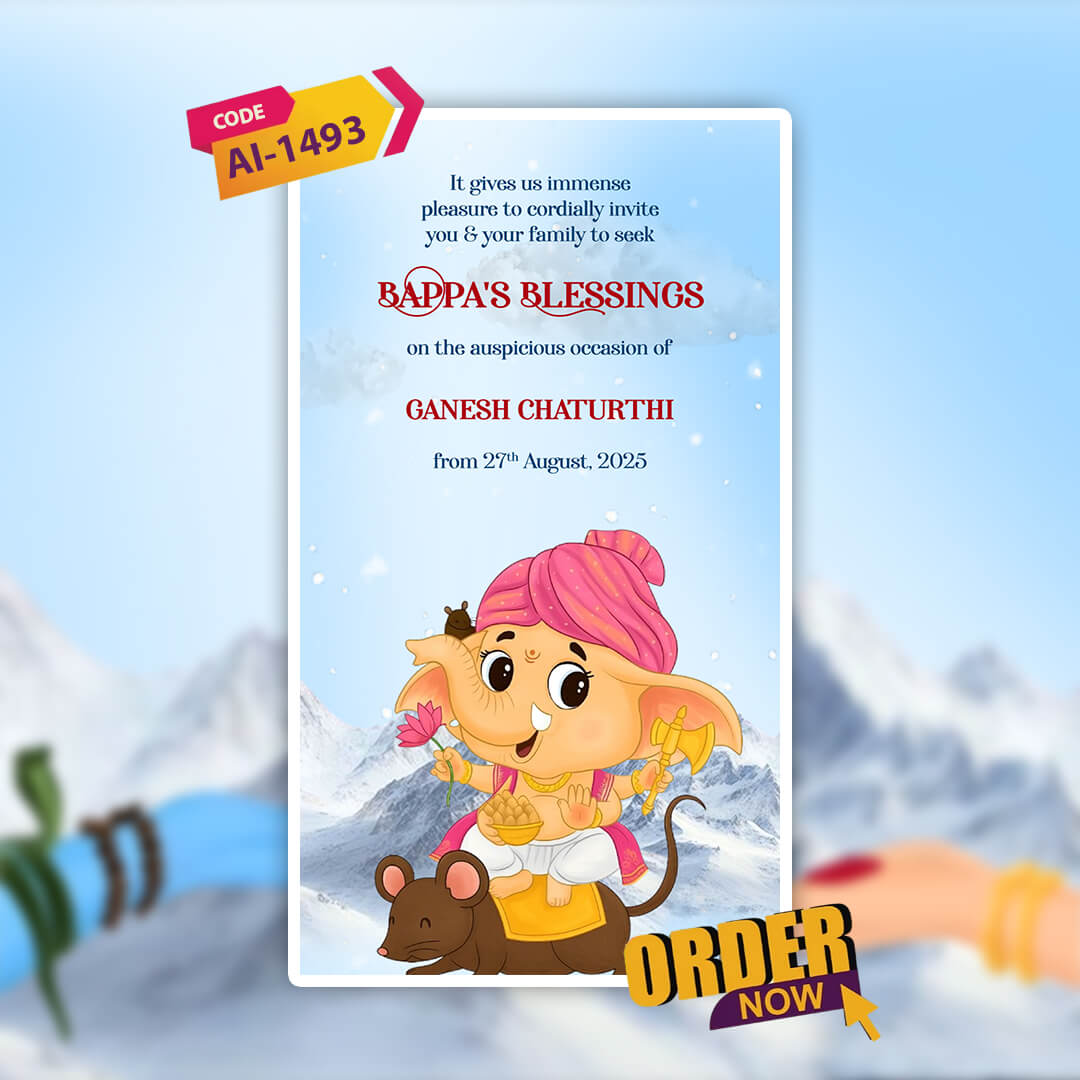 Ganesh Chaturthi Invitation Video | Blue-Themed | AI-1493