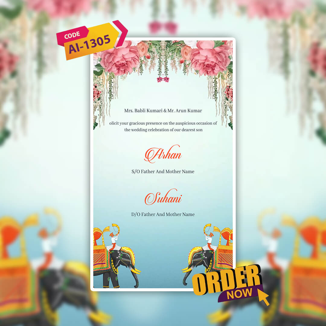 Digital Wedding Invitation Video | Floral themes | AI-1305