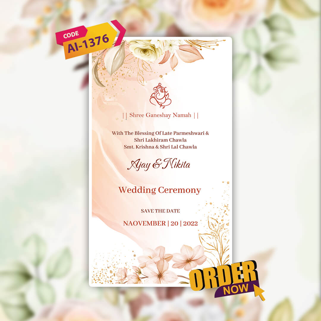 Digital Wedding Invitation Video | Beautifully crafted |AI-1376