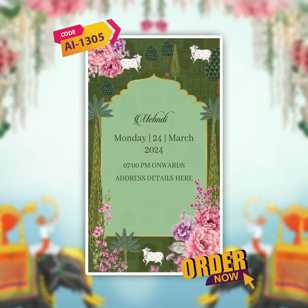 Digital Wedding Invitation Video | Floral themes | AI-1305