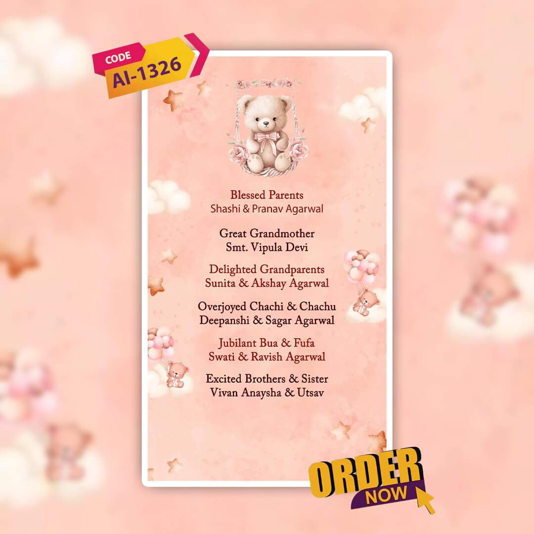 Baby Birth Announcement Invitation Video | Adorable Reveal | AI-1326