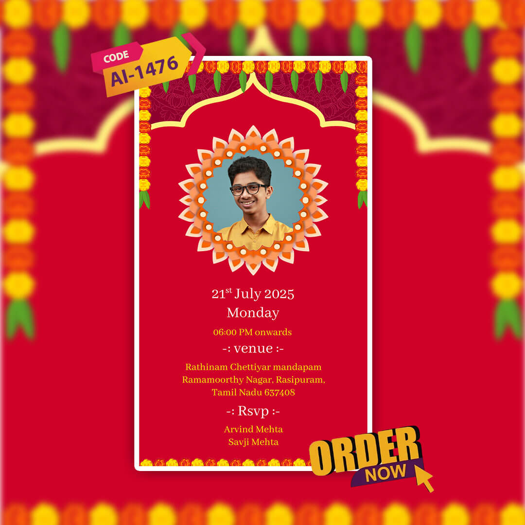 Dhoti Ceremony Invitation Video | Boyhood Celebration| AI-1476