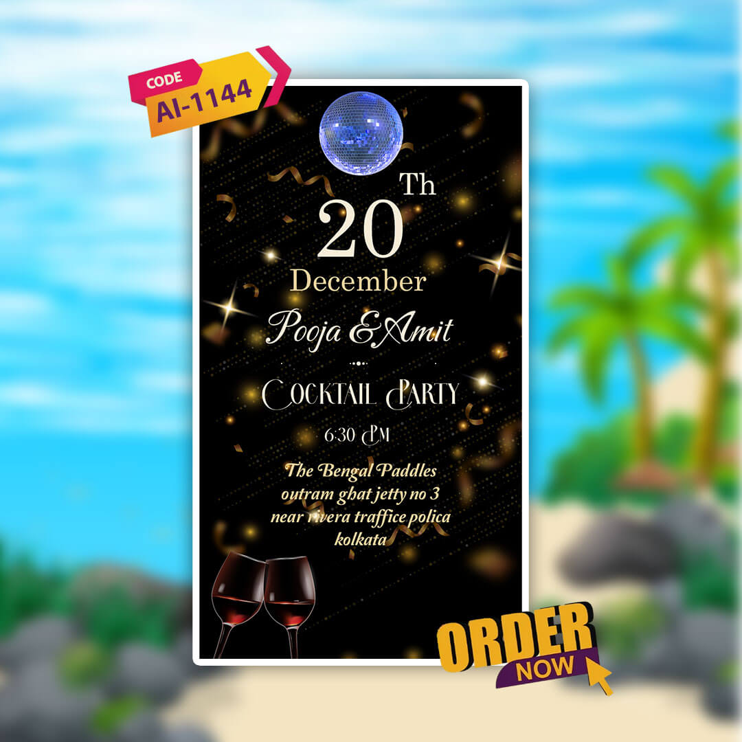 Pool | Cocktail | Dance Party Invitation Video | Blue theme | AI-1144