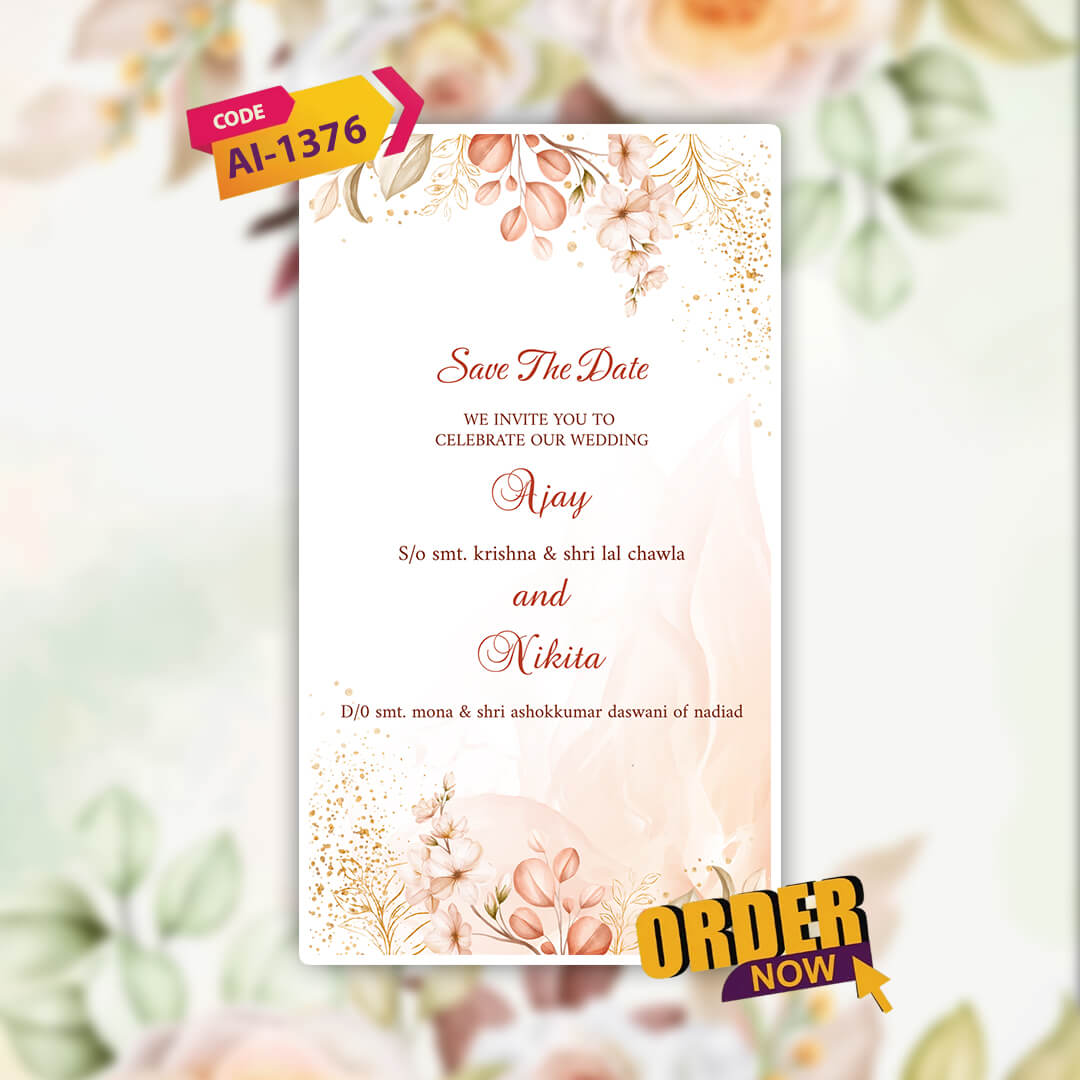 Digital Wedding Invitation Video | Beautifully crafted |AI-1376