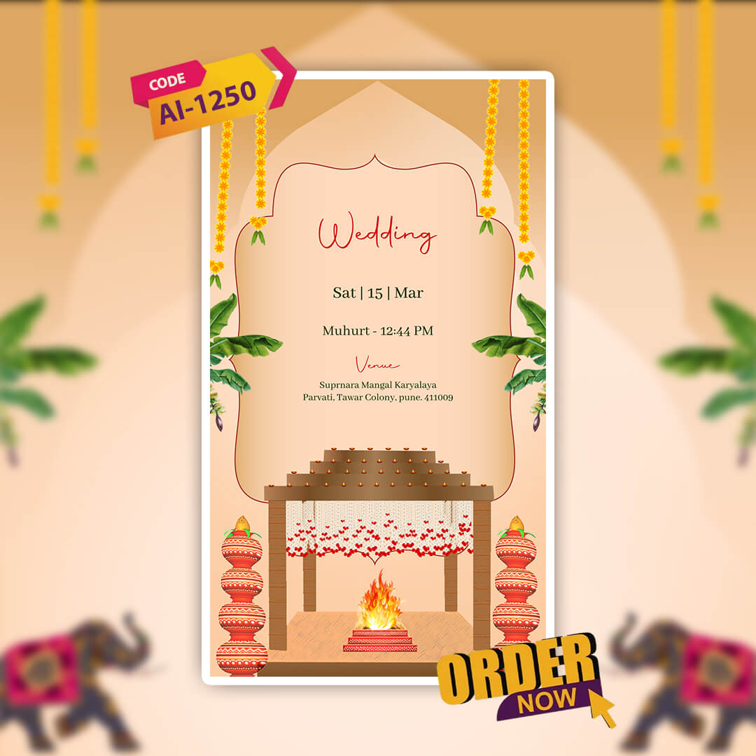 Marathi Wedding Invitation Video | Heritage-inspired Look| AI-1250