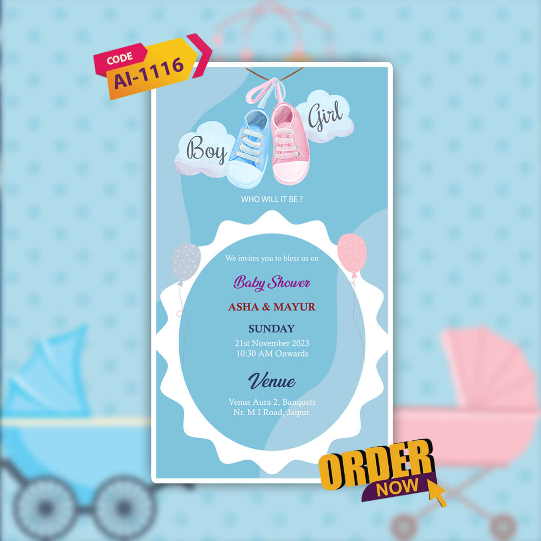 Baby Shower Invitation Video | Elegant Digital | AI-1116