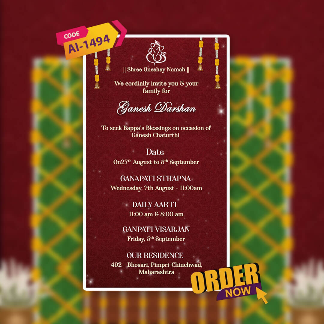 Ganesh Chaturthi Invitation Video | Devotional Festive| AI-1494