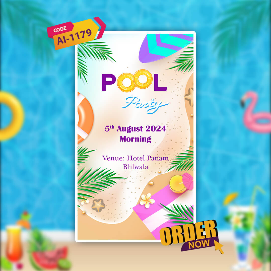 Pool Party Invitation Video | Blue Style | AI-1179