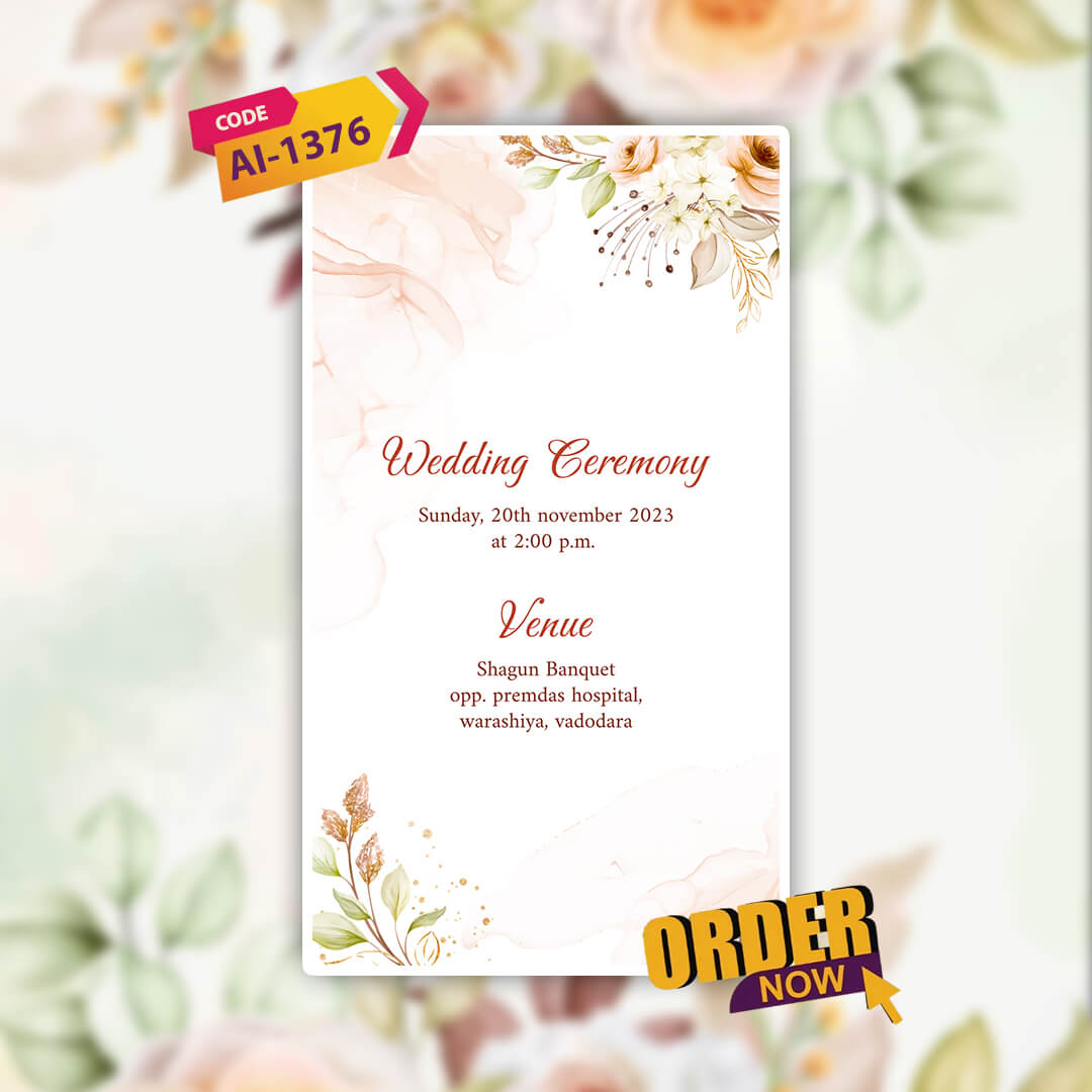 Digital Wedding Invitation Video | Beautifully crafted |AI-1376