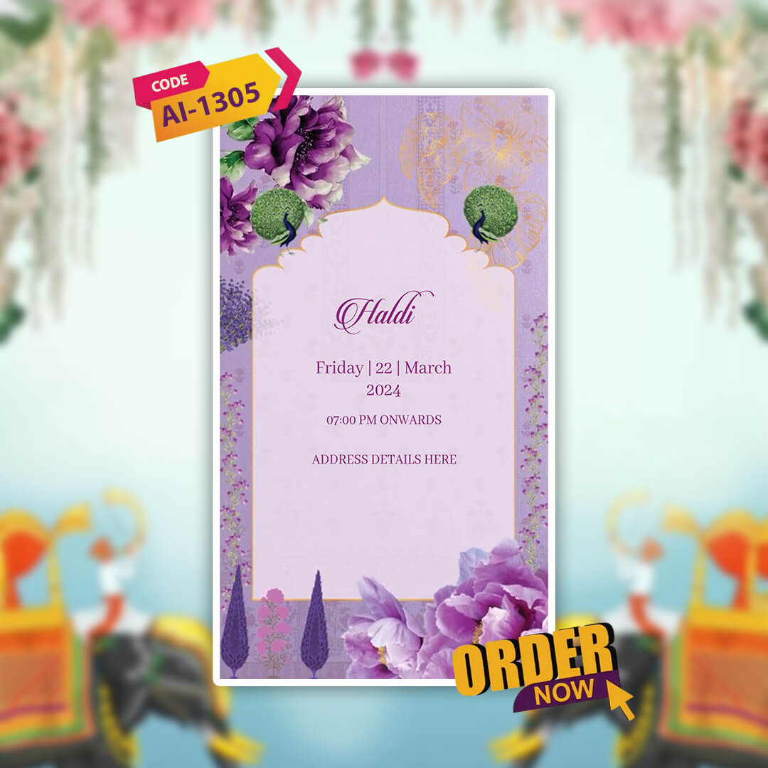 Digital Wedding Invitation Video | Floral themes | AI-1305