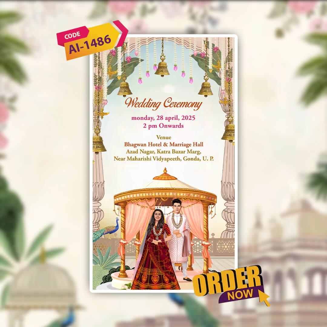 Digital Wedding Invitation Video | Vibrant Animated Invite| AI-1486