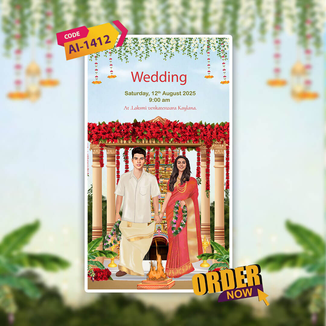 South Indian Wedding Invitation Video | Digital Desi Invite | AI-1412