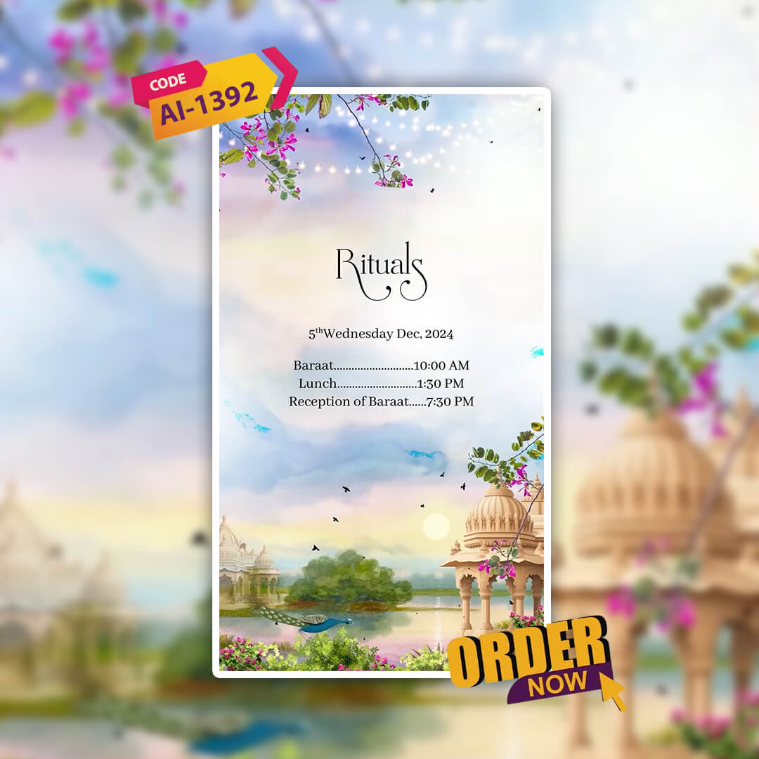 Digital Wedding Invitation Video | Traditional Invite | AI-1392