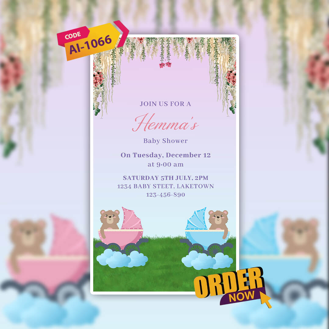 balloon-themed baby shower invite
