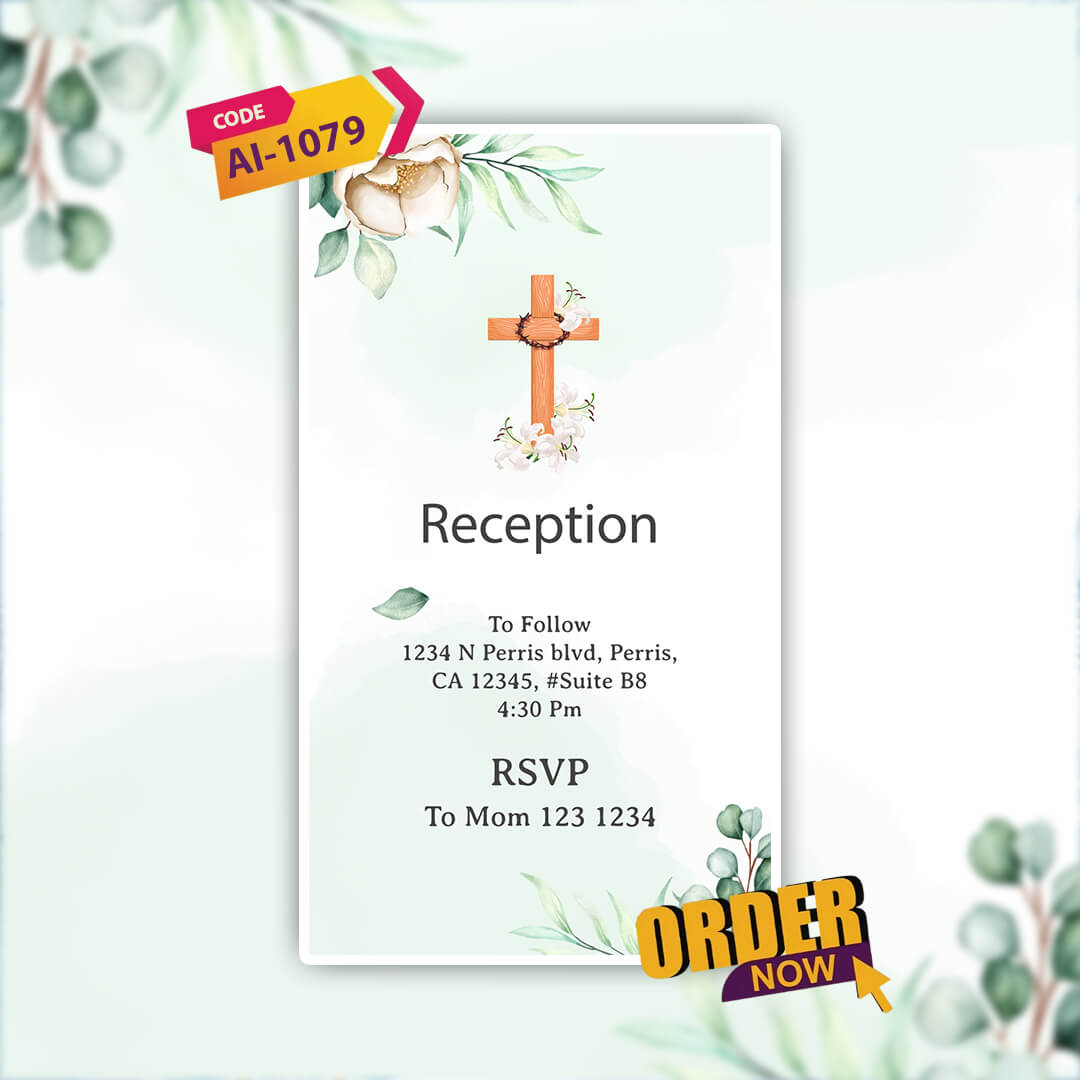 Baptism Ceremony Invitation Video | Digital Christening Invite | AI-1079