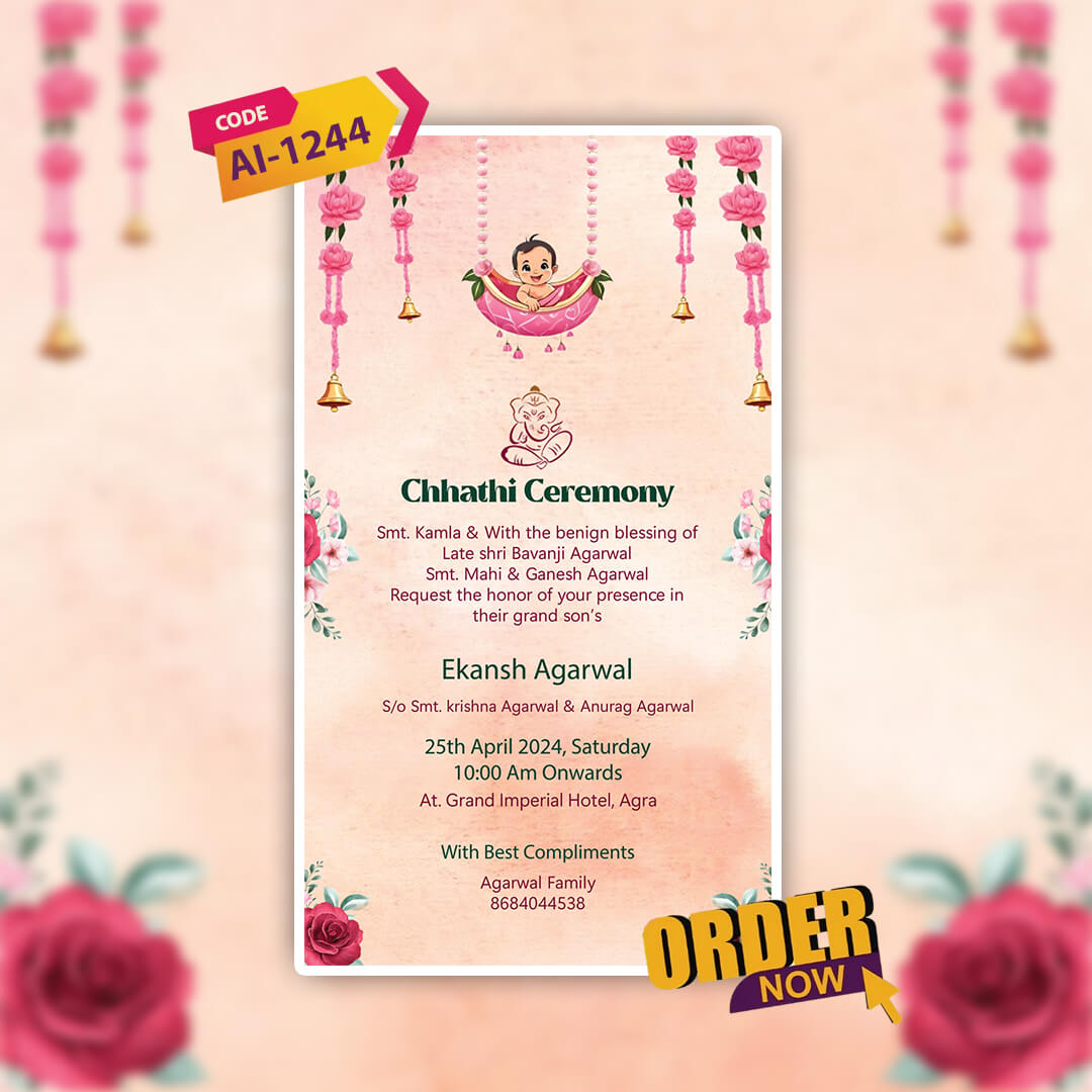 Chhathi Ceremony Invitation Video | Pink Theme | AI-1244